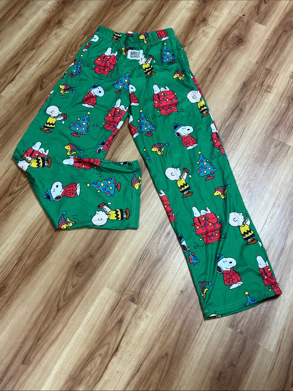 S Peanuts Women's Green Snoopy Holiday Christmas Pajama Pants